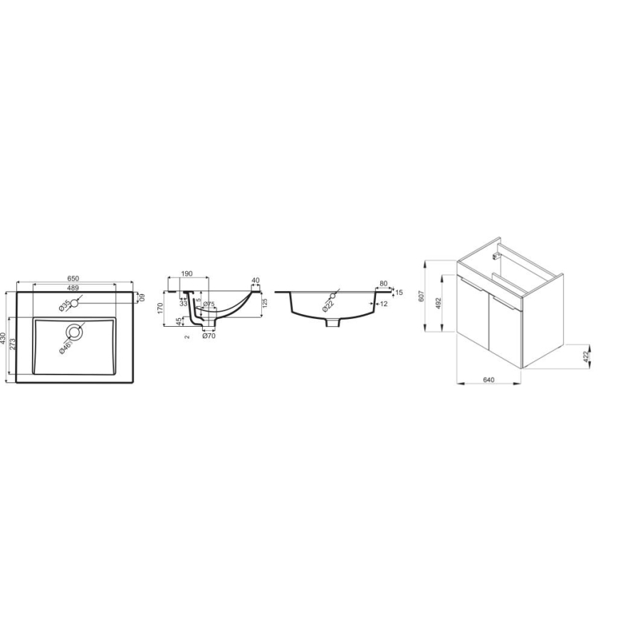 JIKA H4536011763001 - Armadietto da bagno con lavandino CUBE 60,7x65 cm bianco