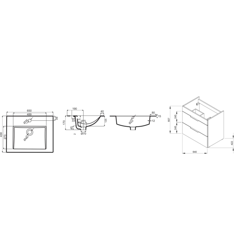 JIKA H4536021763001 - Armadietto da bagno con lavandino CUBE 60,7x65 cm bianco