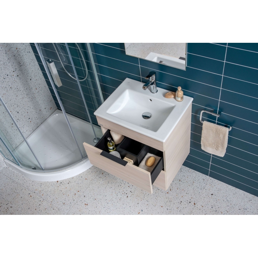 JIKA H4536021765141 - Armadietto da bagno con lavandino CUBE 60,7x65 cm cenere