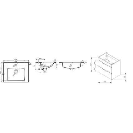 JIKA H4536021765141 - Armadietto da bagno con lavandino CUBE 60,7x65 cm cenere