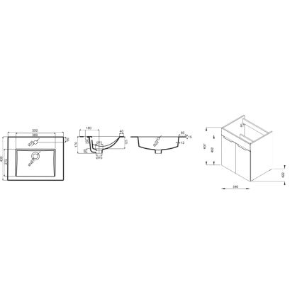 JIKA H4536121765141 - Armadietto da bagno con lavandino CUBE 60,7x55 cm cenere