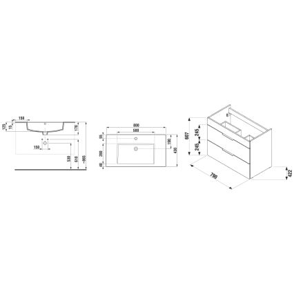 JIKA H4537621763001 - Mobile da bagno con lavabo CUBE 80 cm bianco