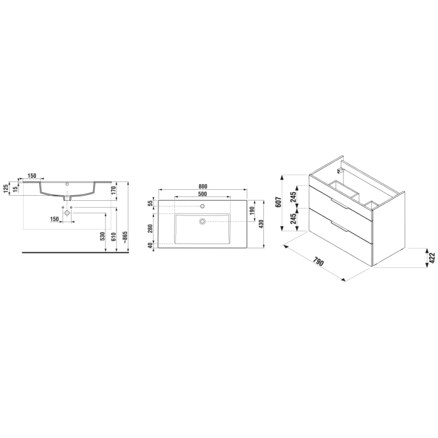 JIKA H4537621763001 - Mobile da bagno con lavabo CUBE 80 cm bianco