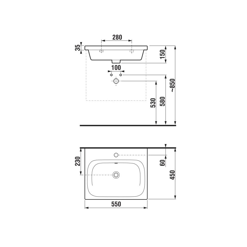 JIKA H8127120001041 - Lavabo sospeso MIO 55x45 cm ceramica/bianco