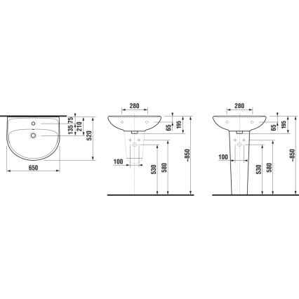 JIKA H8143840001041 - Lavabo sospeso LYRA 65x52 cm ceramica/bianco