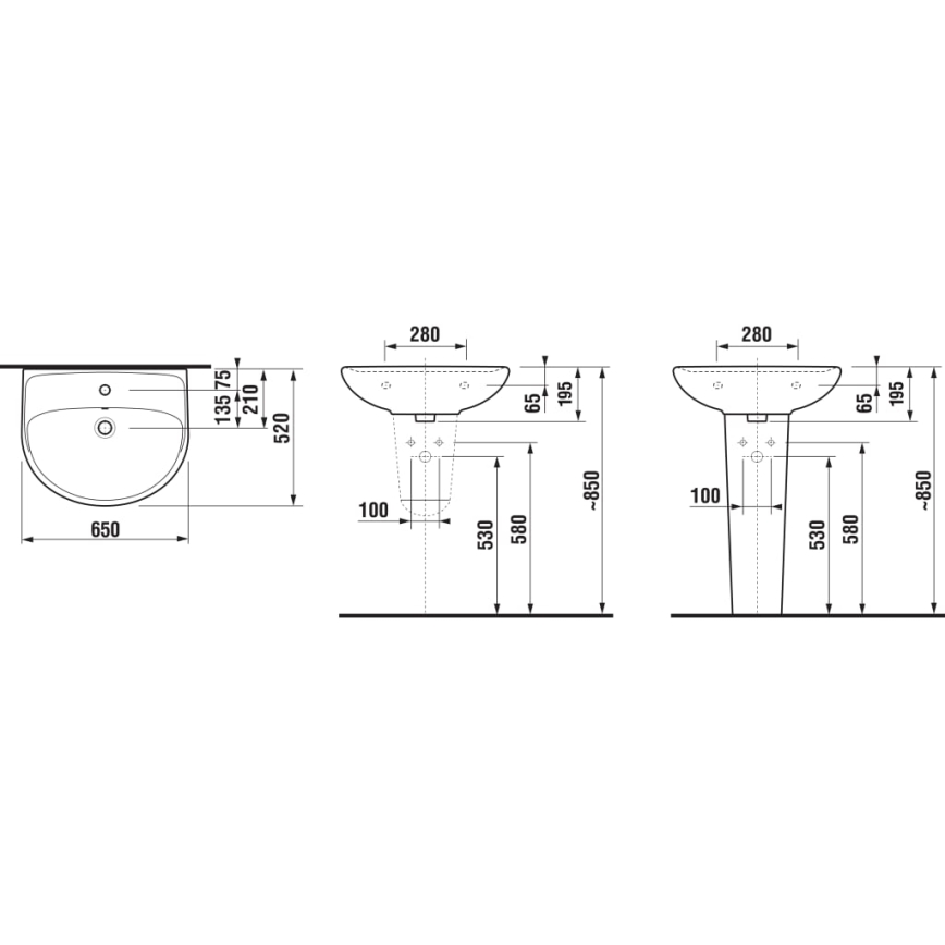 JIKA H8143840001041 - Lavabo sospeso LYRA 65x52 cm ceramica/bianco