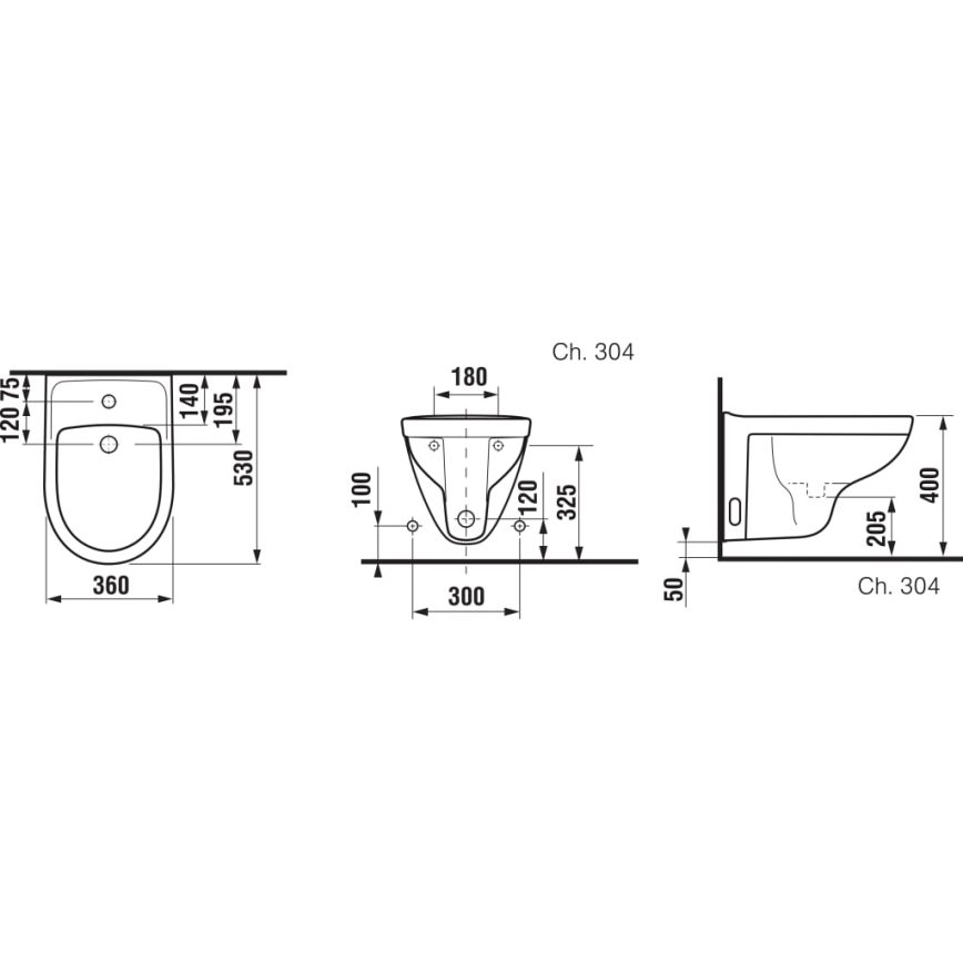 JIKA H8303810003021 - Bidet sospeso LYRA ceramica/bianco