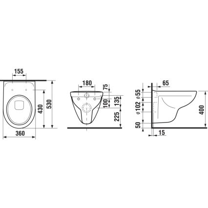 JIKA H8663810000001- Vaso sospeso LYRA in ceramica/bianco + sedile WC LYRA in Duroplast/bianco