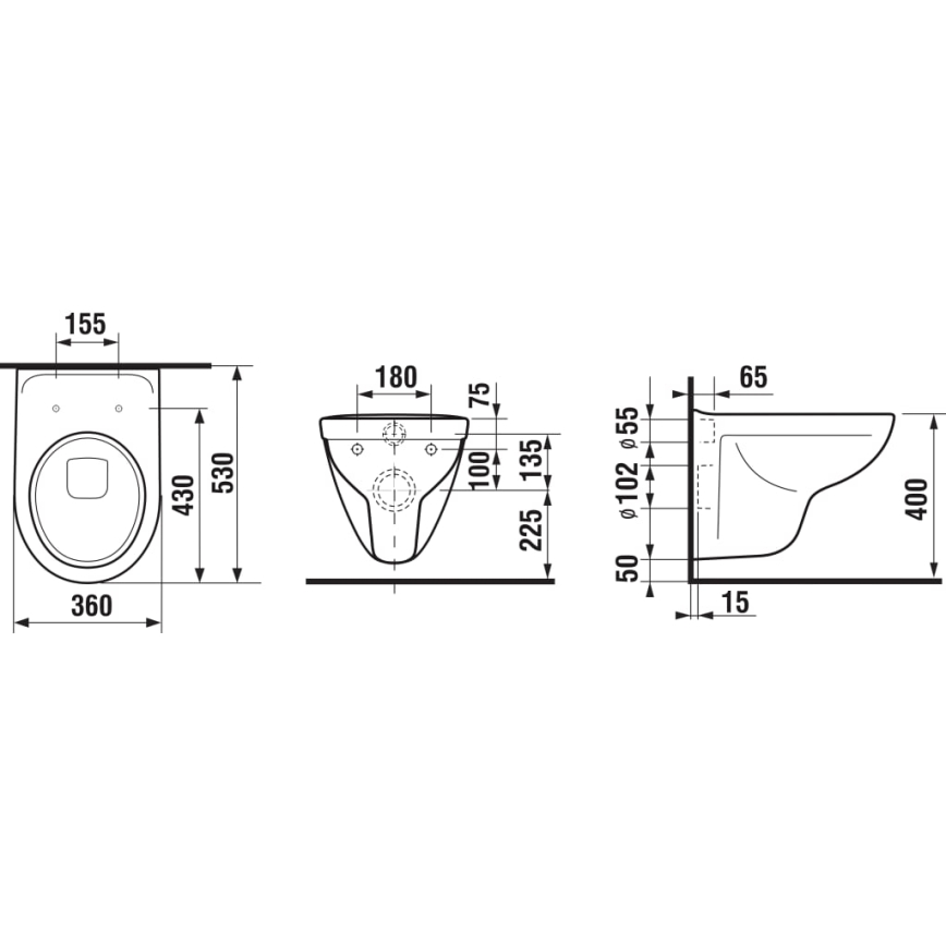 JIKA H8663810000001- Vaso sospeso LYRA in ceramica/bianco + sedile WC LYRA in Duroplast/bianco