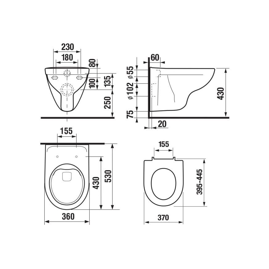 JIKA H8663840000001 - WC sospeso LYRA ceramica/bianco + sedile WC SoftClose LYRA duroplast/bianco