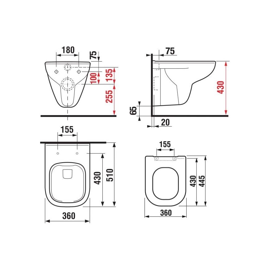 JIKA H8666140000001 - WC sospeso DEEP ceramica/bianco + sedile WC SoftClose DEEP Duroplast/bianco