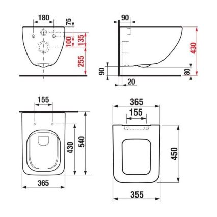 JIKA H8669540000001 - WC sospeso PURE in ceramica/bianco + sedile WC con chiusura SoftClose PURE in Duroplast/bianco