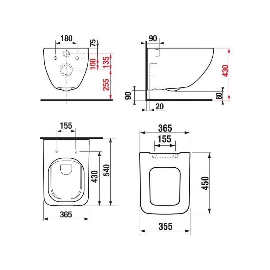 JIKA H8669540000001 - WC sospeso PURE in ceramica/bianco + sedile WC con chiusura SoftClose PURE in Duroplast/bianco