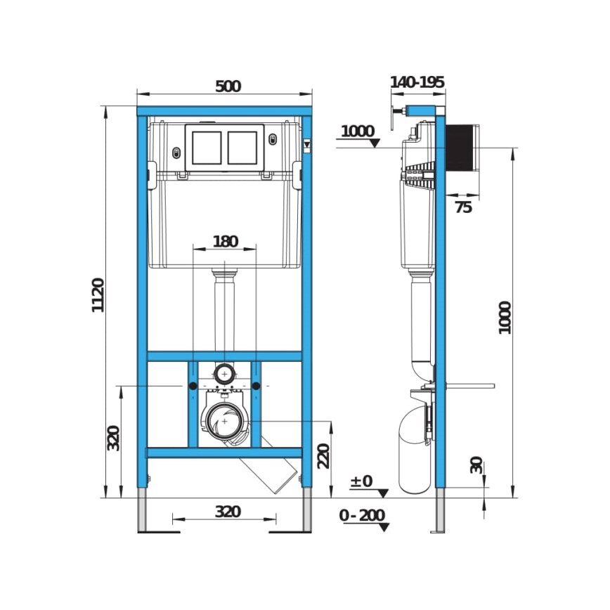 JIKA H8956520000001 - Modulo da incasso per WC sospeso con predisposizione per bidet