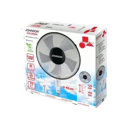 JOHNSON - Ventilatore a piantana COLONNA 45W/230V Ø 43 cm nero/bianco