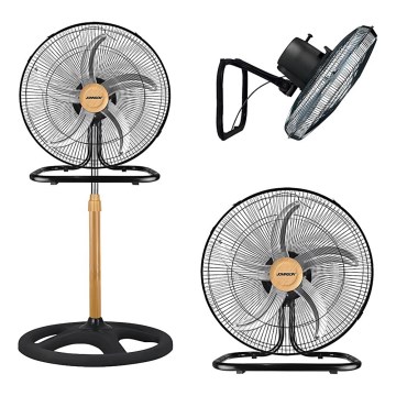 JOHNSON - Ventilatore da pavimento 3-in-1 WOOD 80W/230V Ø 50 cm nero/beige