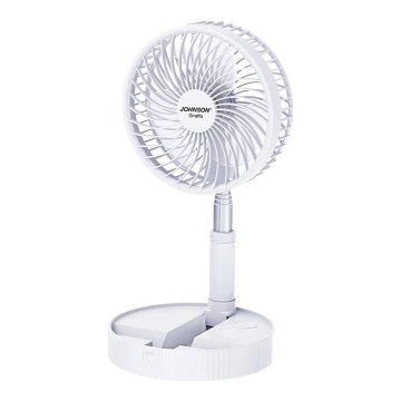 JOHNSON - Ventilatore da tavolo ricaricabile GIRAFFA 5W/3,7V 1200 mAh Ø 20 cm bianco
