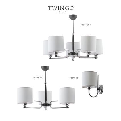 Jupiter 1407 - TW 3 G - Lampadario a sospensione con supporto rigido TWINGO 3xE27/60W/230V