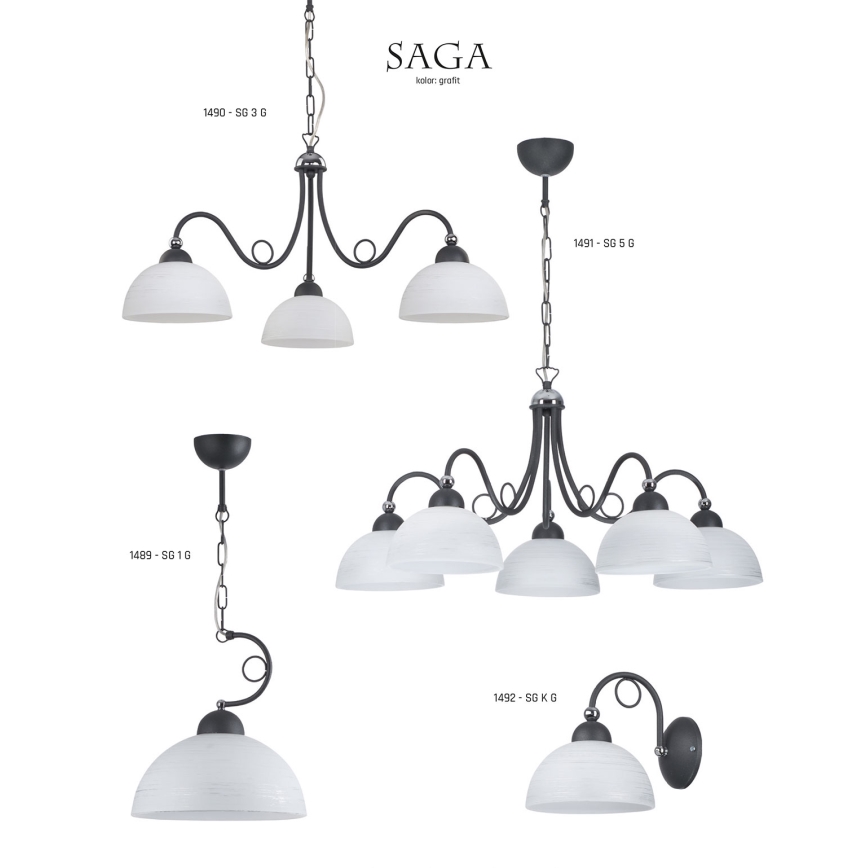 Jupiter 1489 - Lampadario a sospensione con catena SAGA 1xE27/60W/230V