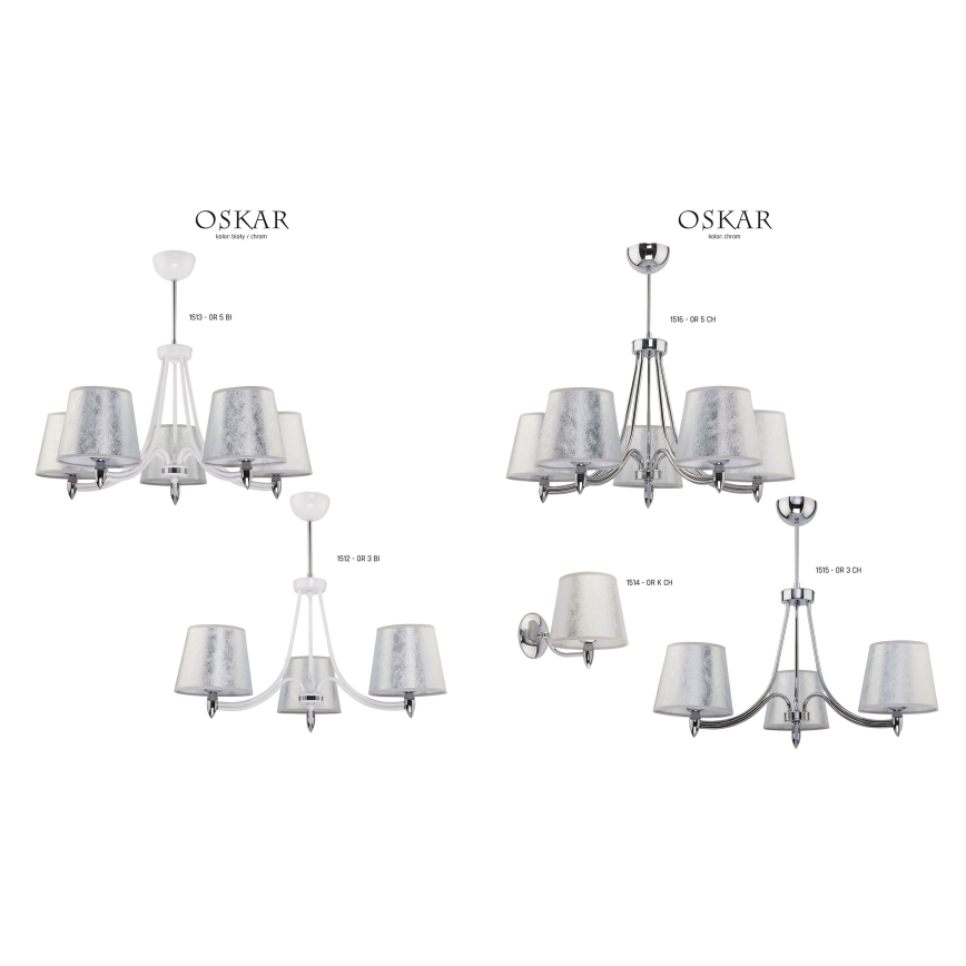 Jupiter 1513 - OR 5 bi - Lampadario a sospensione con supporto rigido OSKAR 5xE27/60W