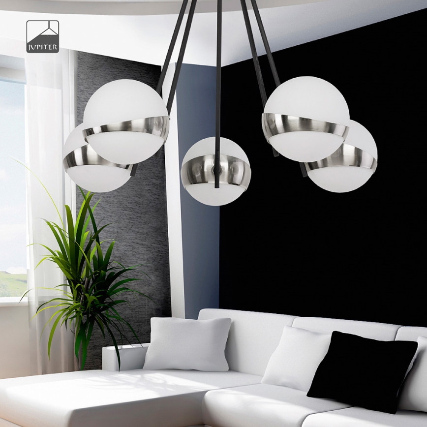 Jupiter 1715 - Lampadario a sospensione con supporto rigido ELFA 5xE14/40W/230V cromo lucido