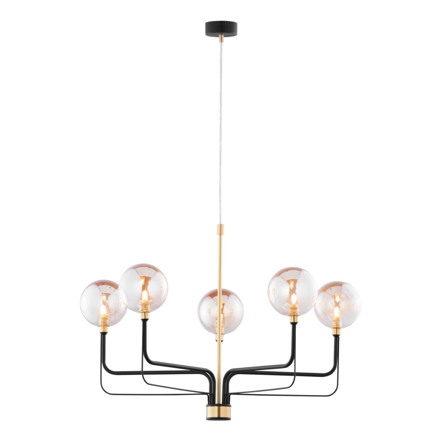 Jupiter 1886 - Lampadario a sospensione con cavo ERIS 5xG9/14W/230V oro/nero/beige fumé
