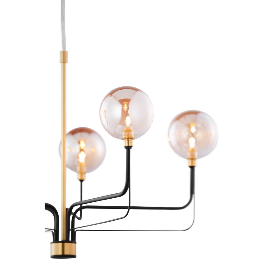 Jupiter 1886 - Lampadario a sospensione con cavo ERIS 5xG9/14W/230V oro/nero/beige fumé