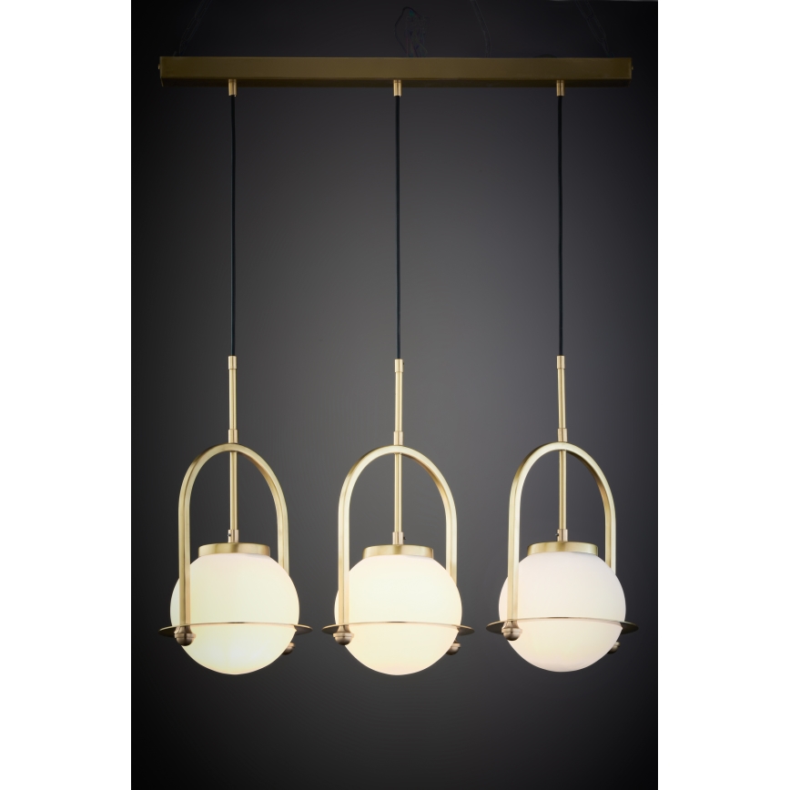 Jupiter 1917 - Lampadario a cavo ROSSO 3xE27/15W/230V dorato