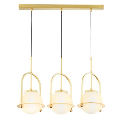 Jupiter 1917 - Lampadario a cavo ROSSO 3xE27/15W/230V dorato