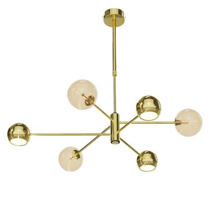 Jupiter 1963 - Lampadario a sospensione con supporto rigido MOKA 3xGU10/10W/230V + 3xG9/10W/230V oro/beige