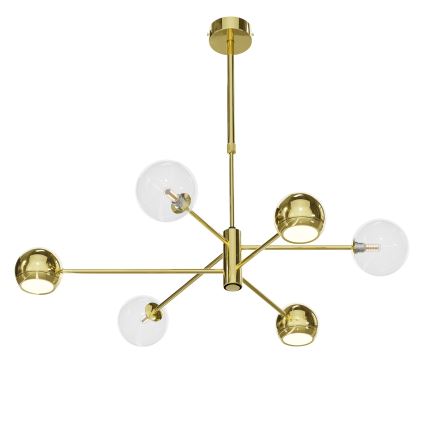 Jupiter 1964 - Lampadario a sospensione con supporto rigido MOKA 3xGU10/10W/230V + 3xG9/10W/230V oro/limpido