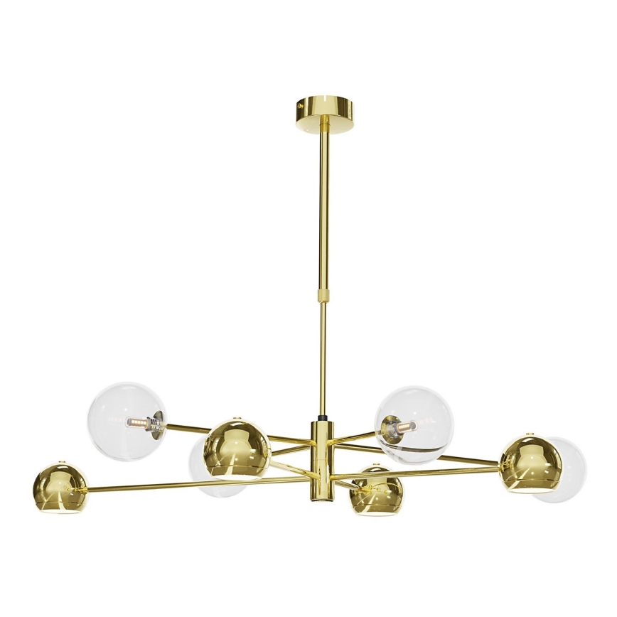 Jupiter 1970 - Lampadario a sospensione con supporto rigido MOKA 4xGU10/10W/230V + 4xG9/10W/230V oro/limpido