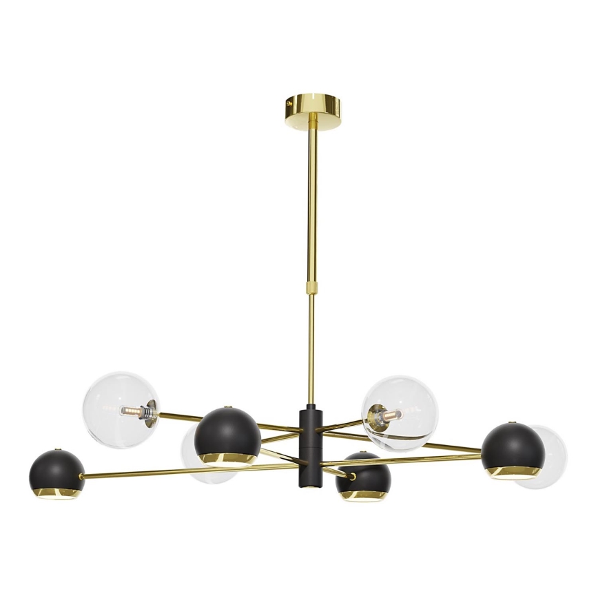 Jupiter 1973 - Lampadario a sospensione con supporto rigido MOKA 4xGU10/10W/230V + 4xG9/10W/230V oro/nero/limpido