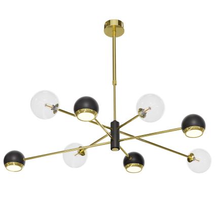 Jupiter 1973 - Lampadario a sospensione con supporto rigido MOKA 4xGU10/10W/230V + 4xG9/10W/230V oro/nero/limpido