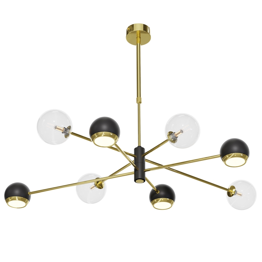 Jupiter 1973 - Lampadario a stelo MOKA 4xGU10/10W/230V + 4xG9/10W/230V dorato/nero/trasparente