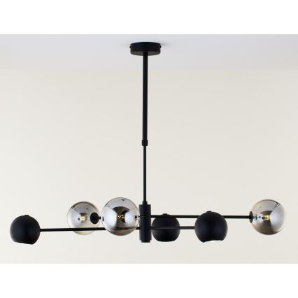 Jupiter 1974 - Lampadario a sospensione con supporto rigido MOKA 3xGU10/10W/230V + 3xG9/10W/230V nero/cromo lucido