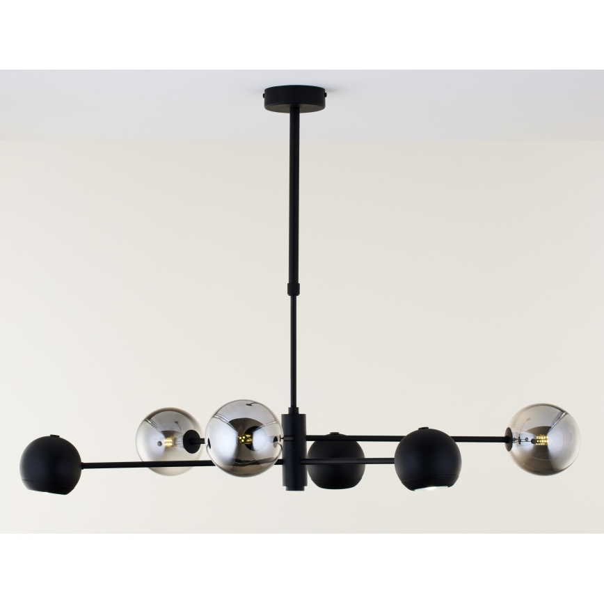 Jupiter 1974 - Lampadario a sospensione con supporto rigido MOKA 3xGU10/10W/230V + 3xG9/10W/230V nero/cromo lucido