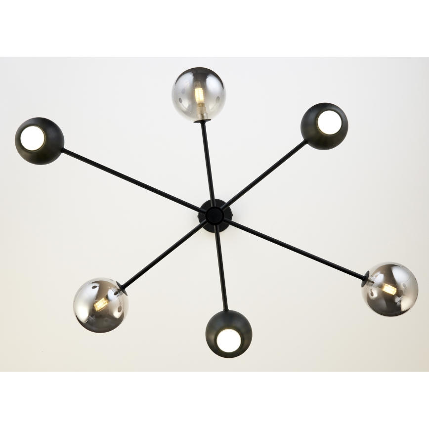 Jupiter 1974 - Lampadario a sospensione con supporto rigido MOKA 3xGU10/10W/230V + 3xG9/10W/230V nero/cromo lucido
