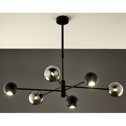 Jupiter 1974 - Lampadario a sospensione con supporto rigido MOKA 3xGU10/10W/230V + 3xG9/10W/230V nero/cromo lucido