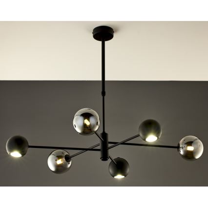 Jupiter 1974 - Lampadario a sospensione con supporto rigido MOKA 3xGU10/10W/230V + 3xG9/10W/230V nero/cromo