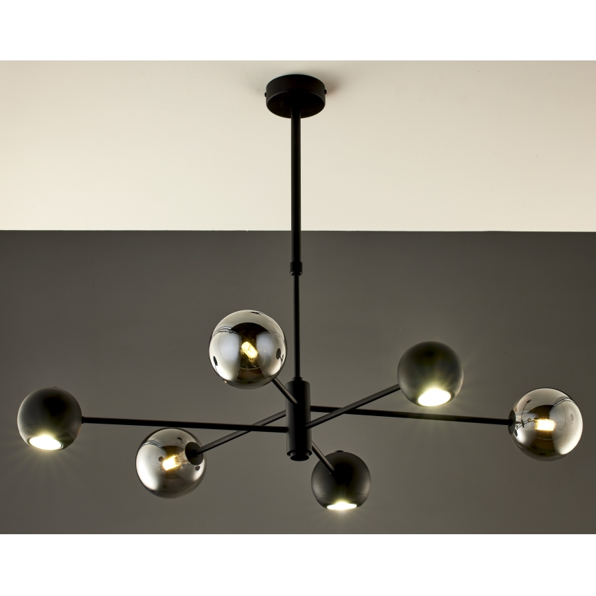 Jupiter 1974 - Lampadario a sospensione con supporto rigido MOKA 3xGU10/10W/230V + 3xG9/10W/230V nero/cromo lucido