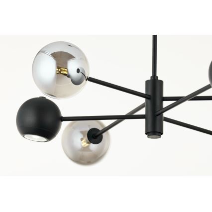 Jupiter 1974 - Lampadario a sospensione con supporto rigido MOKA 3xGU10/10W/230V + 3xG9/10W/230V nero/cromo lucido