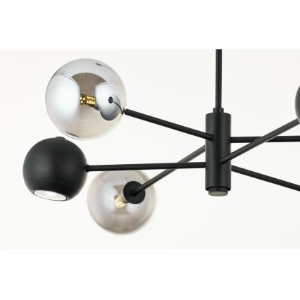 Jupiter 1974 - Lampadario a sospensione con supporto rigido MOKA 3xGU10/10W/230V + 3xG9/10W/230V nero/cromo