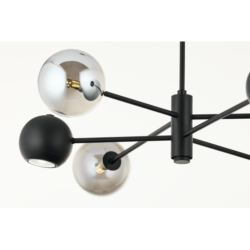 Jupiter 1974 - Lampadario a sospensione con supporto rigido MOKA 3xGU10/10W/230V + 3xG9/10W/230V nero/cromo lucido