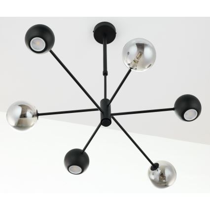 Jupiter 1974 - Lampadario a sospensione con supporto rigido MOKA 3xGU10/10W/230V + 3xG9/10W/230V nero/cromo lucido