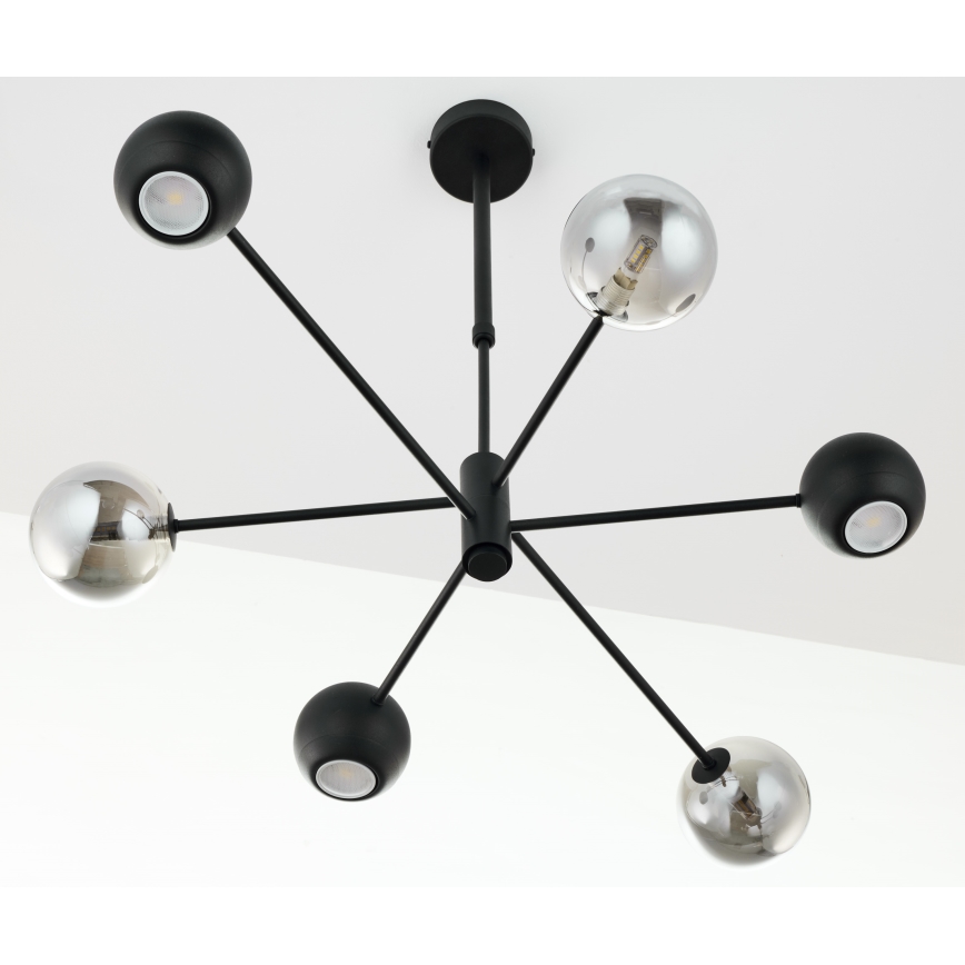 Jupiter 1974 - Lampadario a sospensione con supporto rigido MOKA 3xGU10/10W/230V + 3xG9/10W/230V nero/cromo lucido