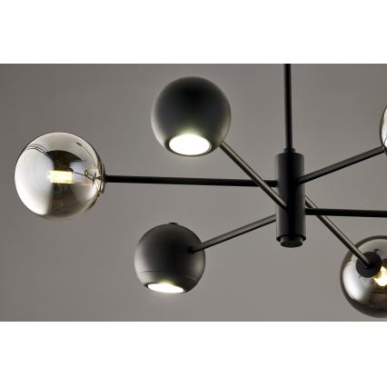 Jupiter 1974 - Lampadario a sospensione con supporto rigido MOKA 3xGU10/10W/230V + 3xG9/10W/230V nero/cromo lucido