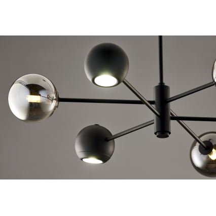 Jupiter 1974 - Lampadario a sospensione con supporto rigido MOKA 3xGU10/10W/230V + 3xG9/10W/230V nero/cromo