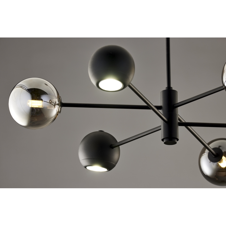 Jupiter 1974 - Lampadario a sospensione con supporto rigido MOKA 3xGU10/10W/230V + 3xG9/10W/230V nero/cromo lucido