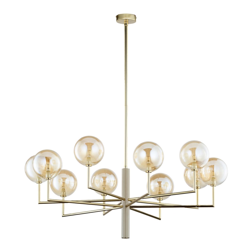 Jupiter 1977 - Lampadario a sospensione con supporto rigido FEME 10xG9/10W/230V oro/beige